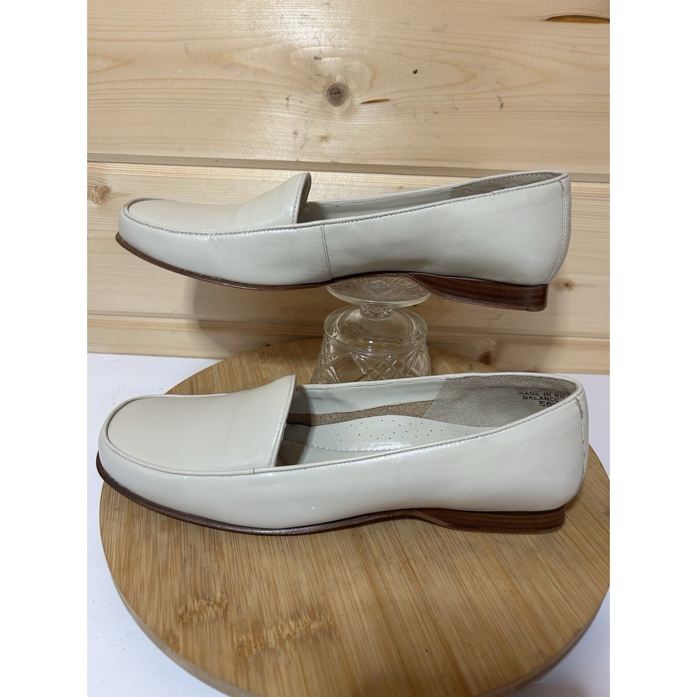 Bass Kazia Leather Flat Loafers Bone Women's Size 8.5 M